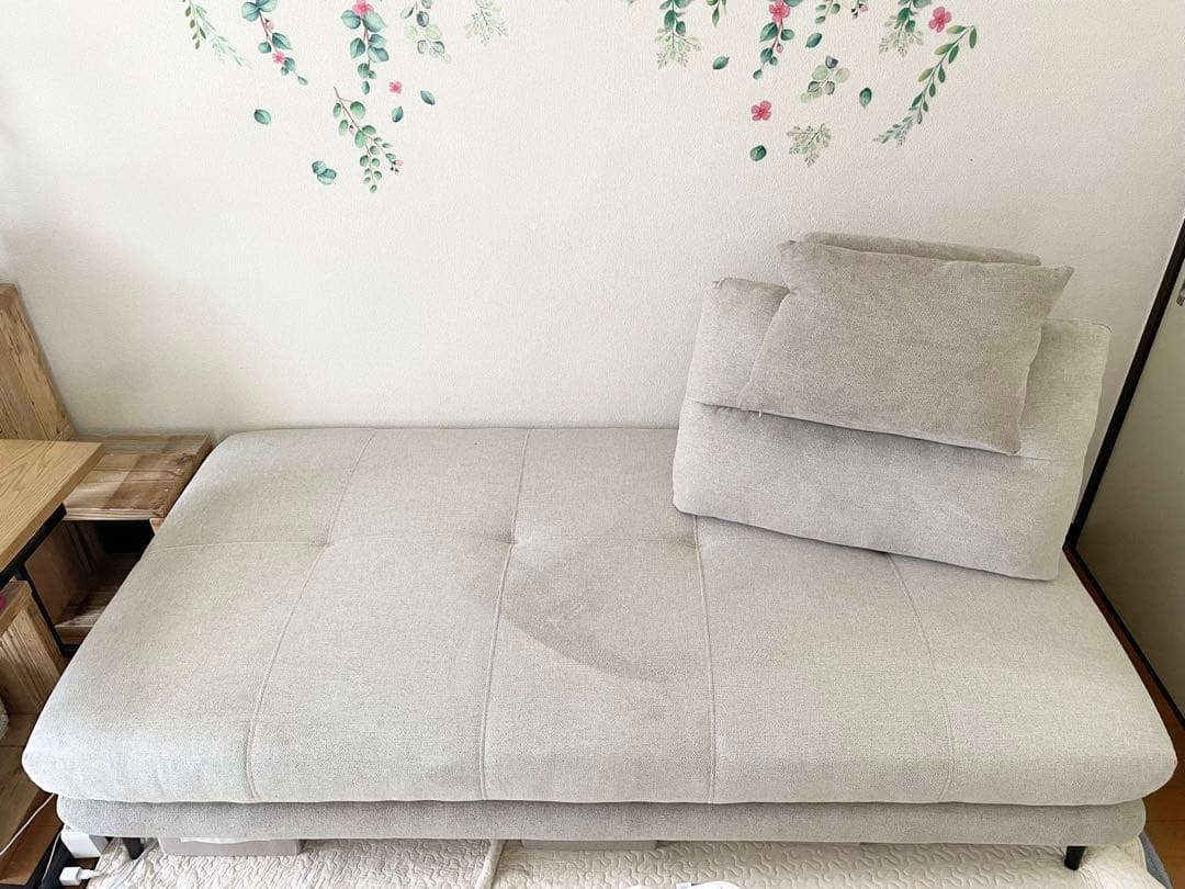 【美品】ニトリ　布張りソファベッド(MB07 BE) 3人掛け ソファ