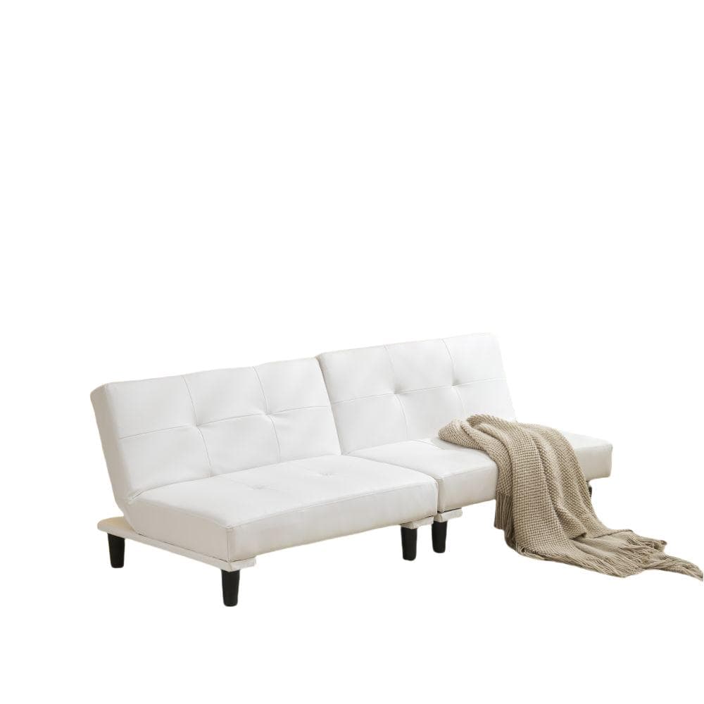 大人気のソファベッド　2人掛け　背もたれ3段階　取付可能な脚　WHITE