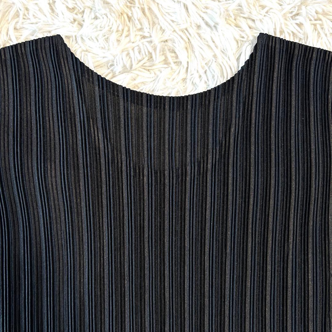 プリーツプリーズ 長袖カットソー クルーネック ブラック イッセイミヤケ