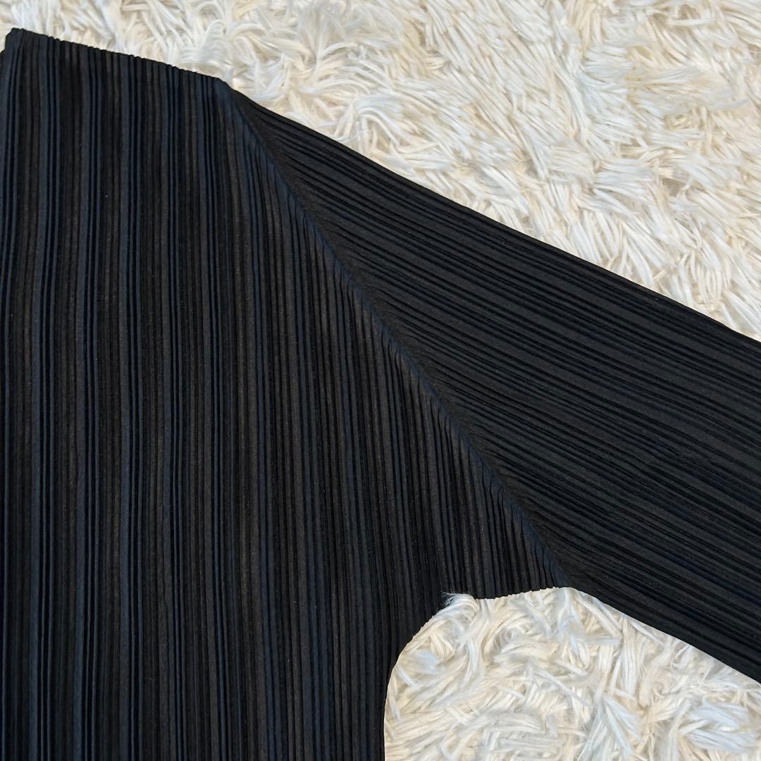 プリーツプリーズ 長袖カットソー クルーネック ブラック イッセイミヤケ