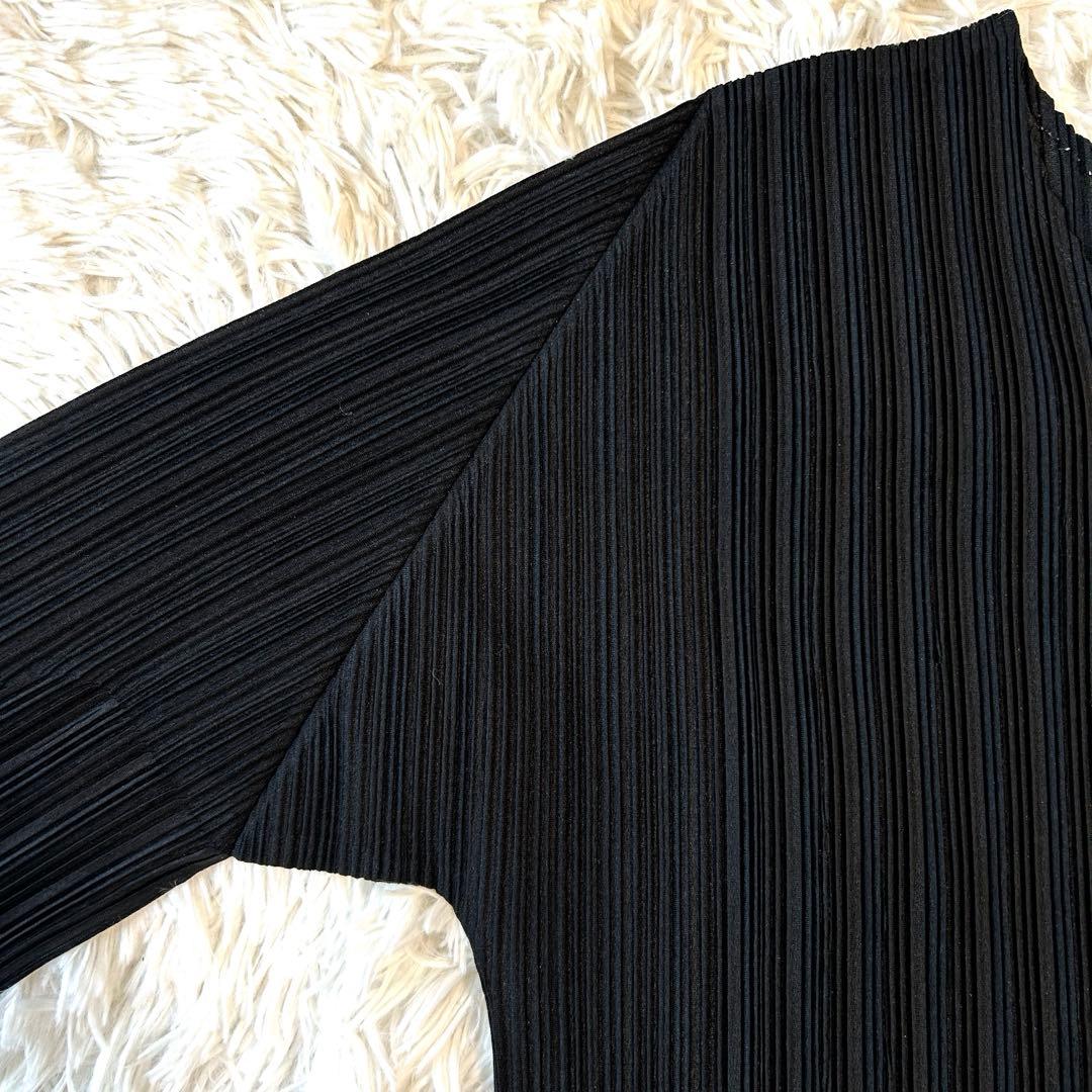 プリーツプリーズ 長袖カットソー クルーネック ブラック イッセイミヤケ