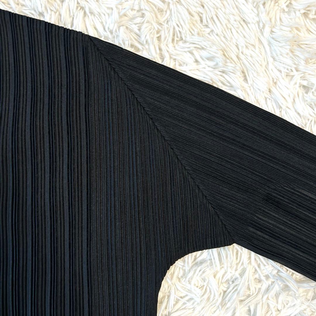 プリーツプリーズ 長袖カットソー クルーネック ブラック イッセイミヤケ