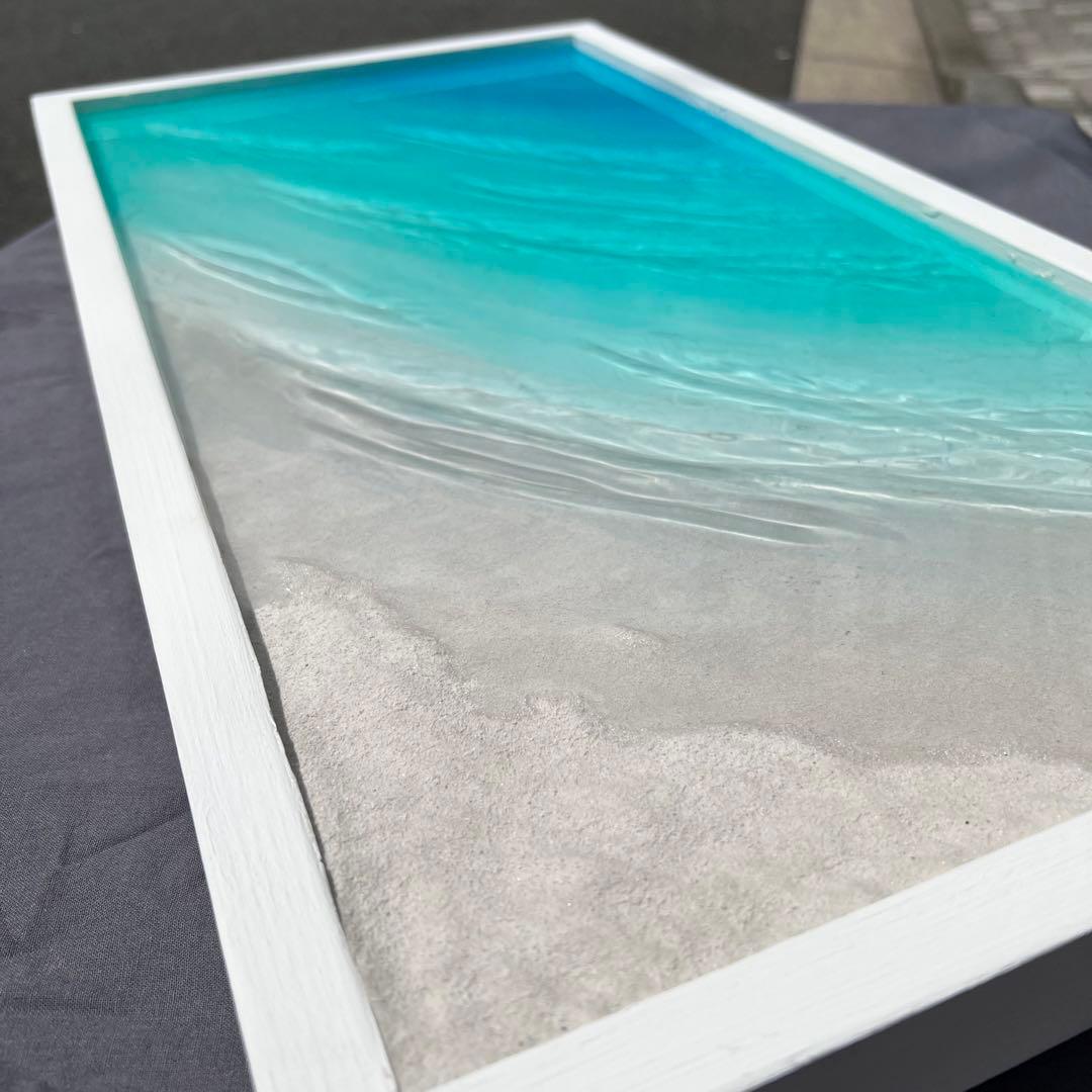 【レジンアート】特大パネル／モルディブ／60cm × 30cm ／波紋アート