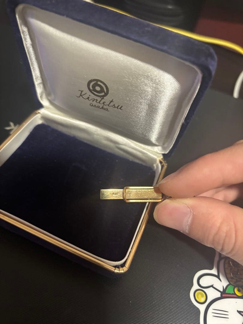 刻印入りK18クリップ型ネクタイピン 4.6g ケース付き