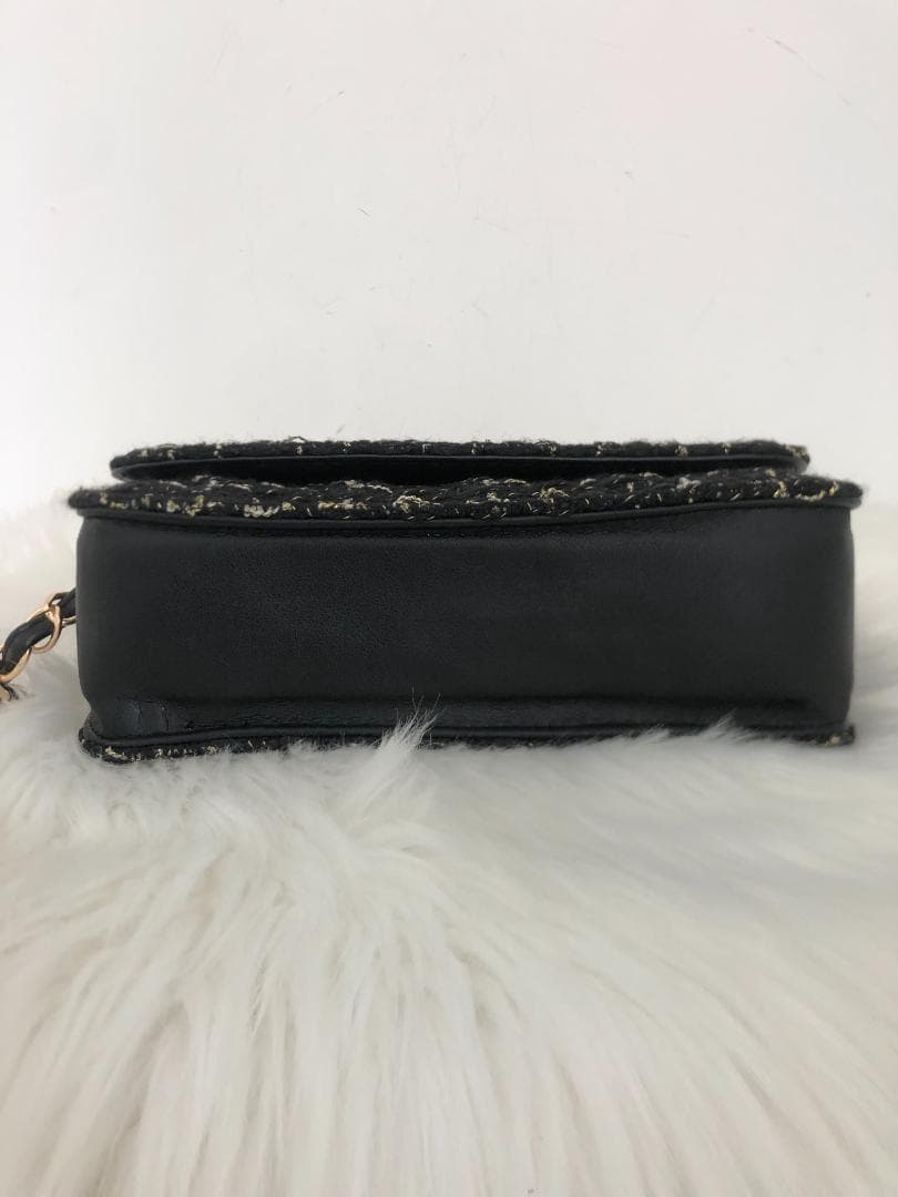 ノベルティ　チェーン　ショルダーバッグ　ツイード　ブラック　バッグ