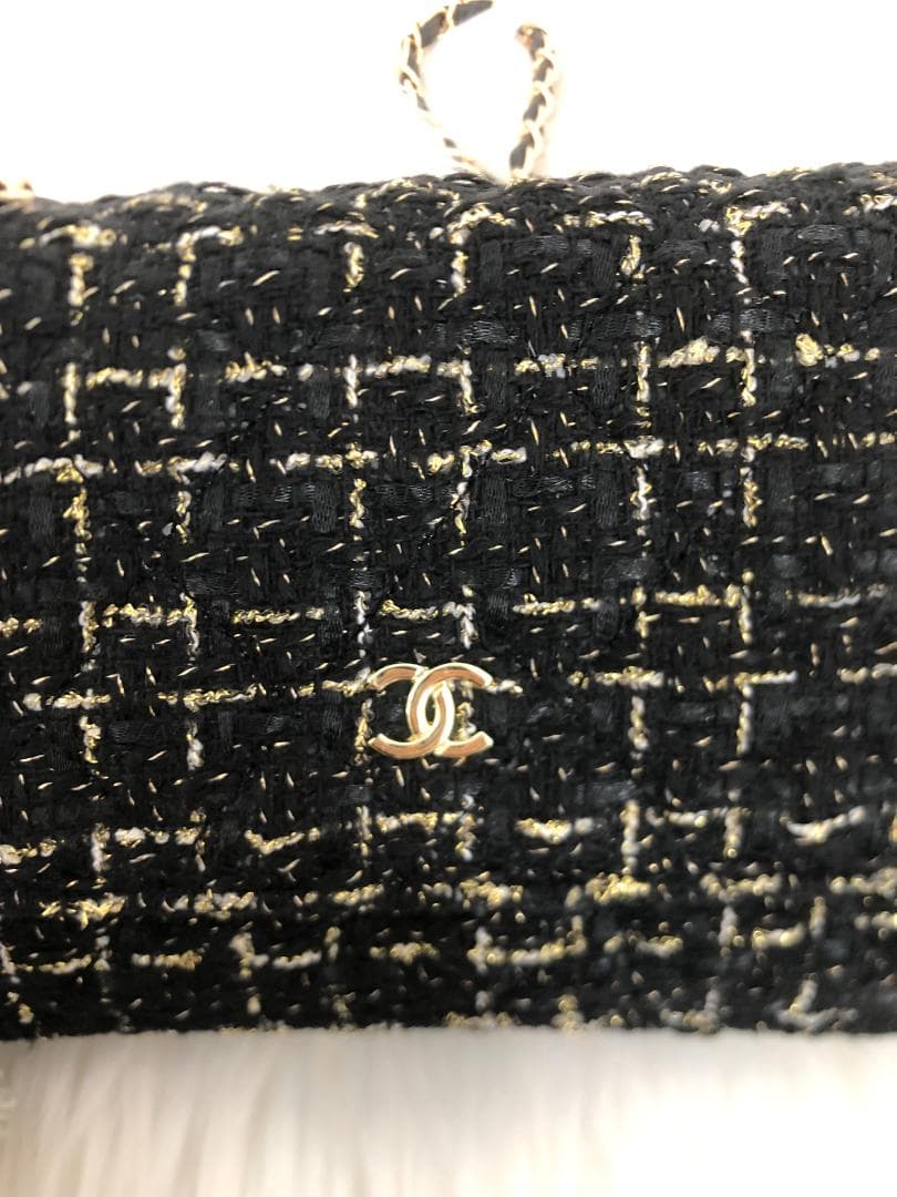 ノベルティ　チェーン　ショルダーバッグ　ツイード　ブラック　バッグ