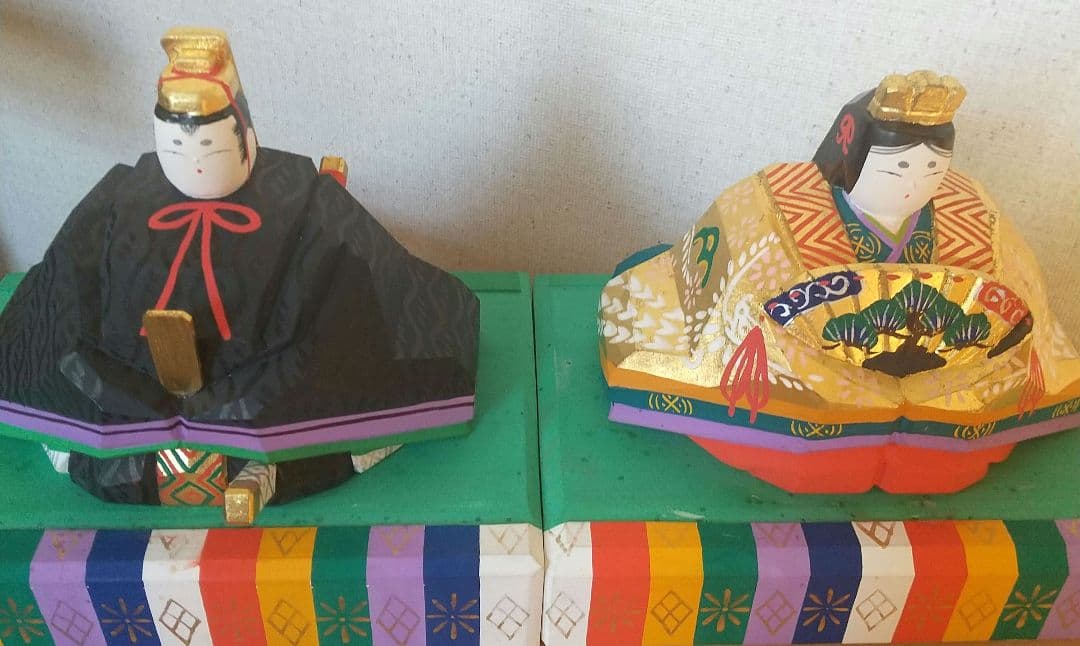 南部神泉 奈良一刀彫 雛人形 雛飾り 一刀彫 木製 金彩 かわいいお顔