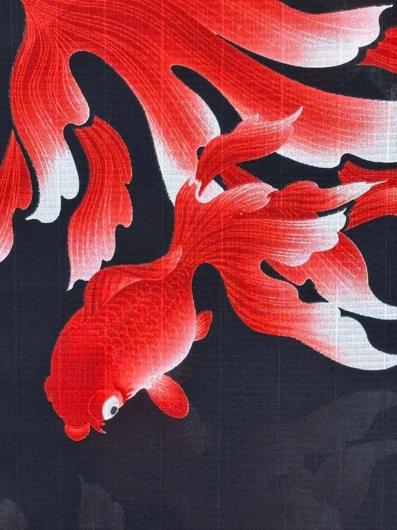☆aman様☆ 誉田屋源兵衛 反物 472 金魚 黒地 赤 綿