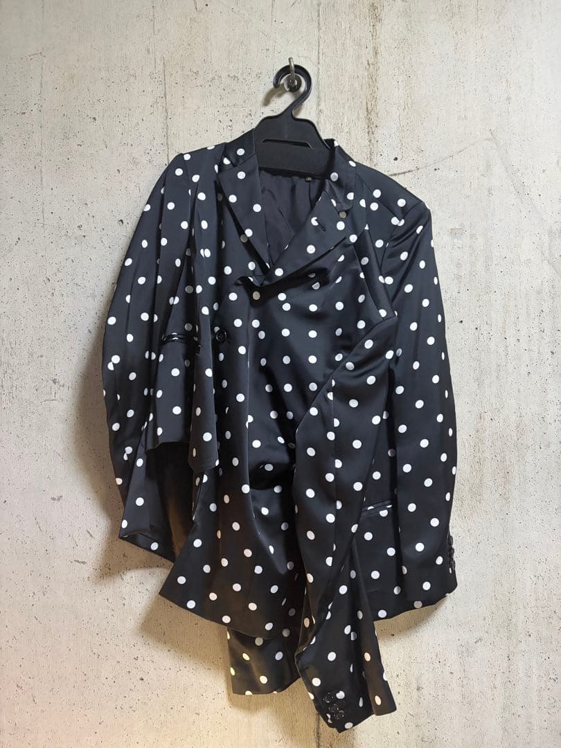 美品　24AW コムデギャルソン　ドット柄 黒4本袖　ジャケット