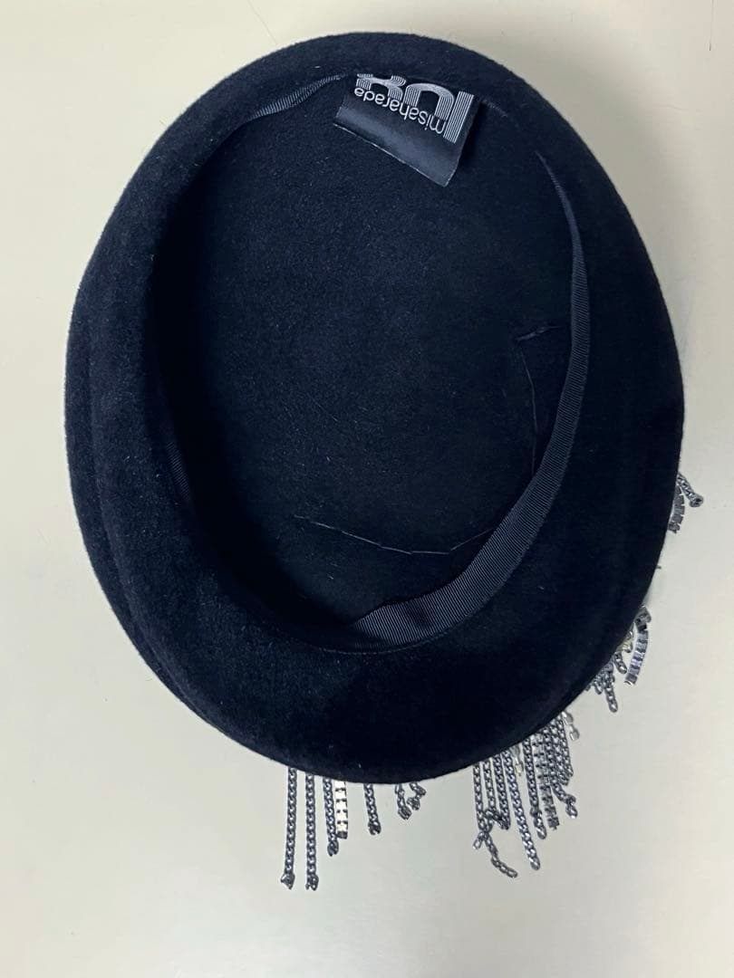 misaharada ミサハラダ ベレー帽 ラインストーンチェーン付き