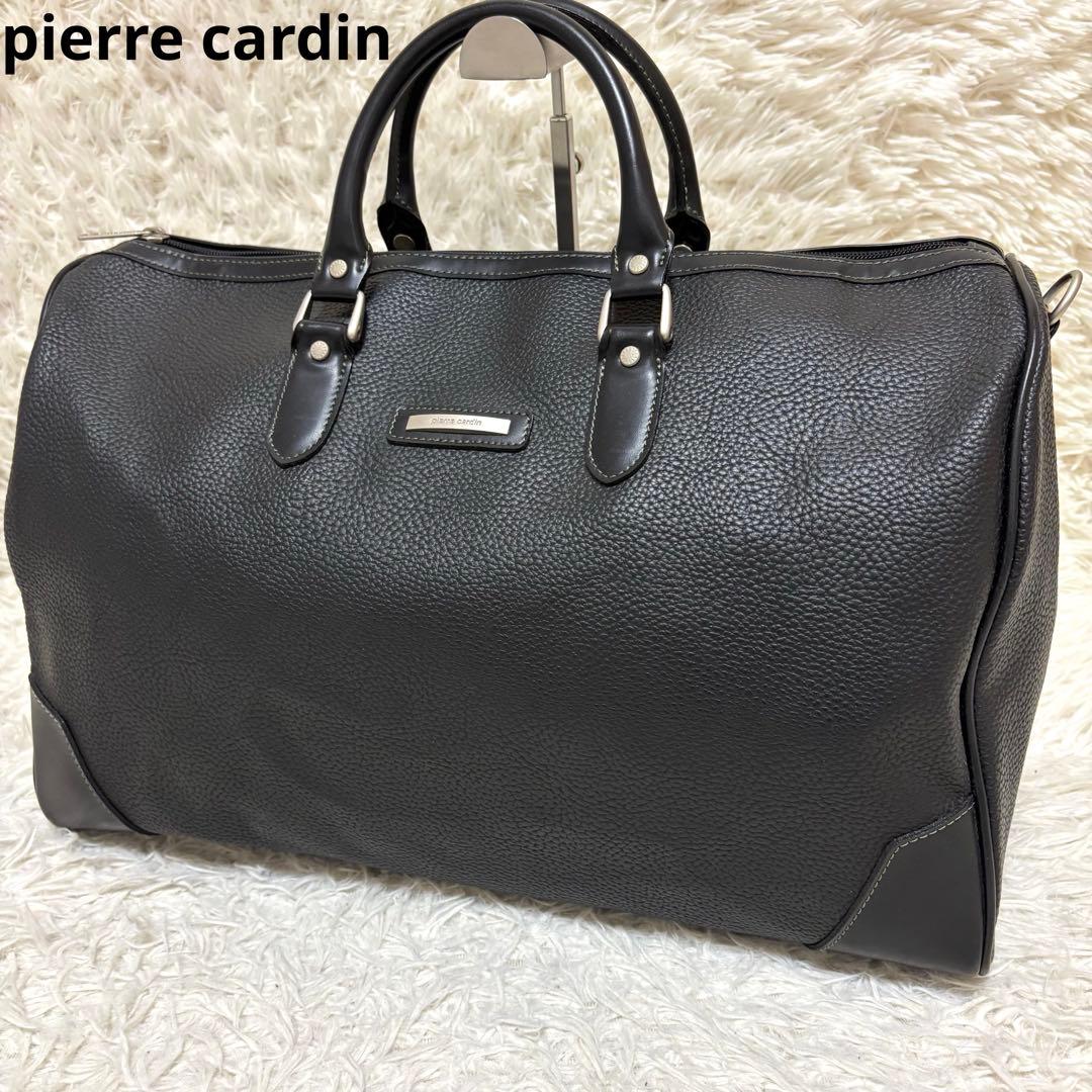 良品✨ ピエールカルダン ボストンバッグ シボ革 黒 ブラック
