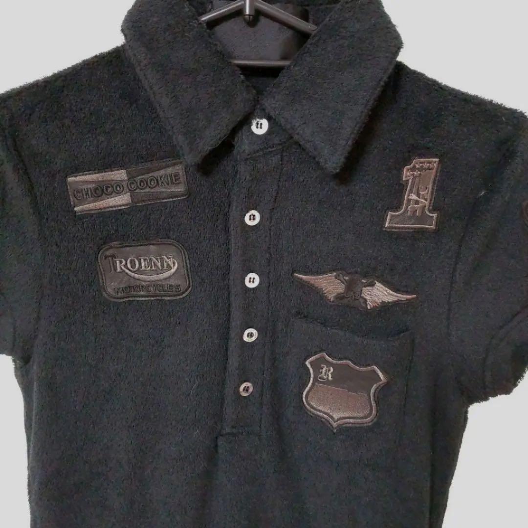 美品✨Roen タオル生地 半袖ポロシャツ 黒