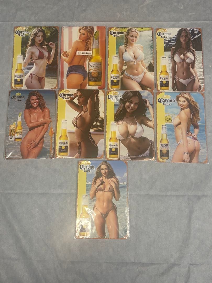 コロナビール　ブリキ看板　メタルサイン　インテリア雑貨　9枚セット