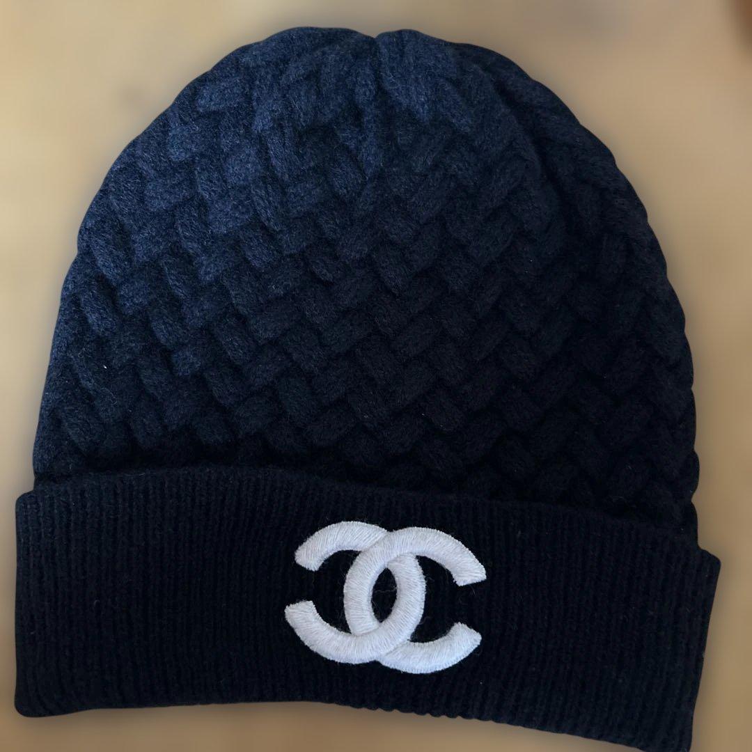 CHANEL カシミヤ ニット帽 ブラック