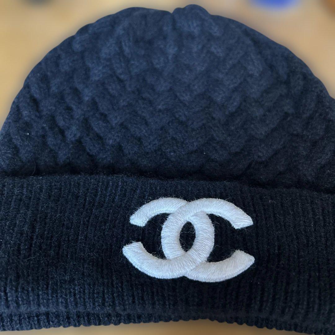 CHANEL カシミヤ ニット帽 ブラック