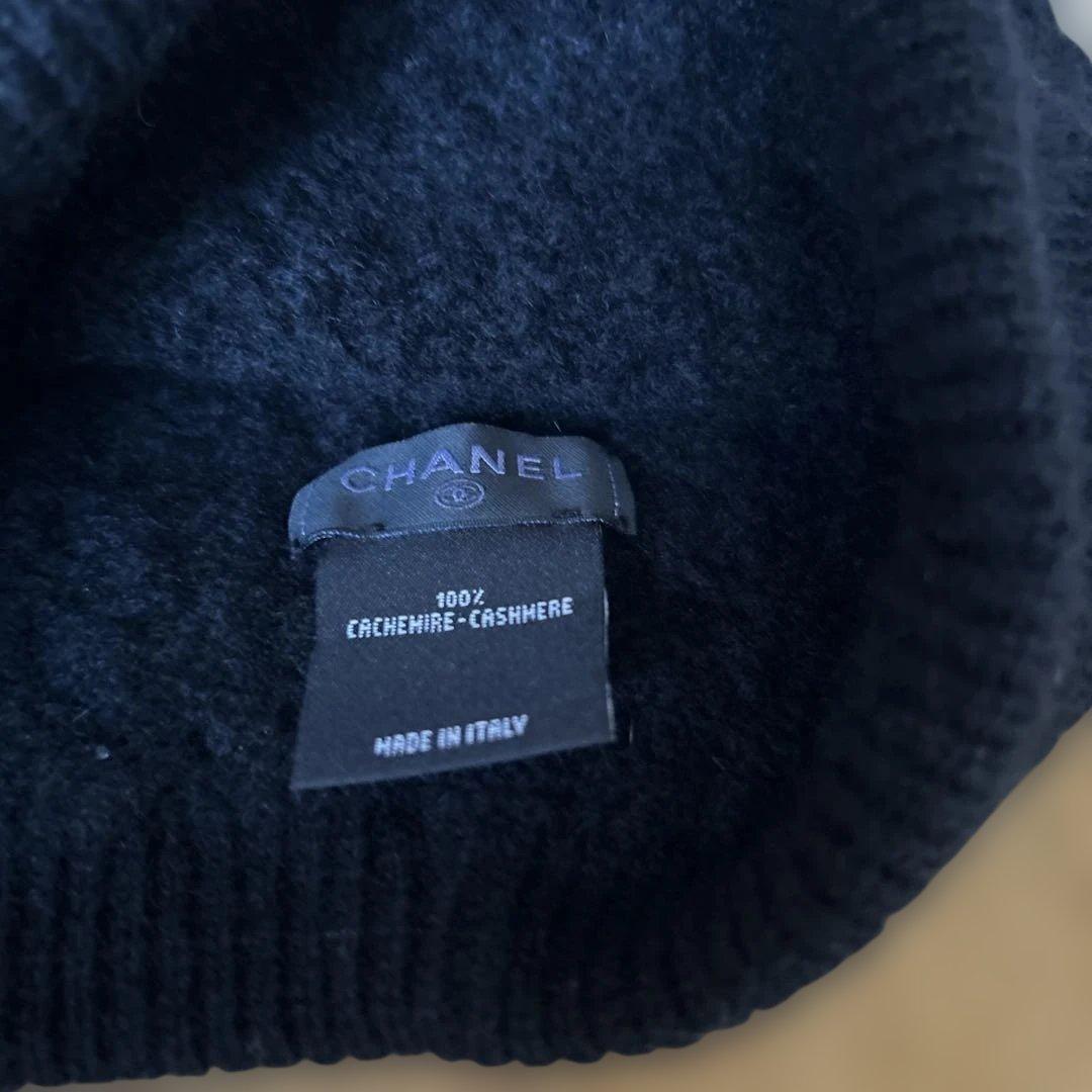 CHANEL カシミヤ ニット帽 ブラック