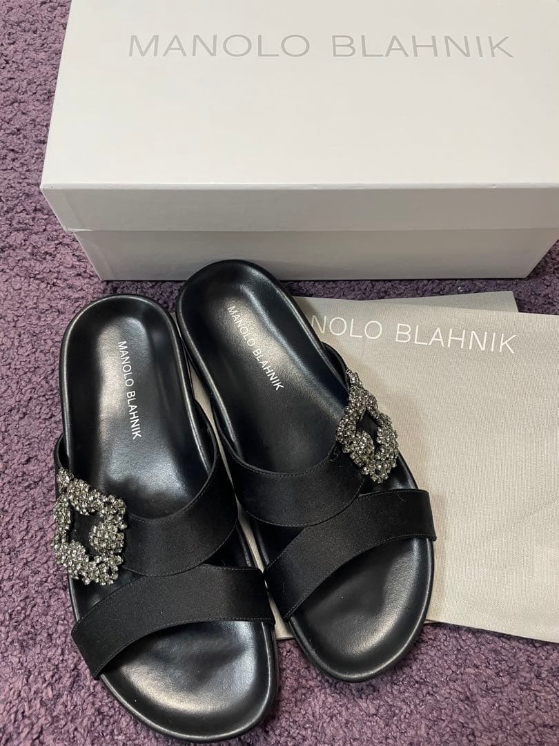 MANOLO BLAHNIK サテン マノロブラニク サンダル 37 24cm