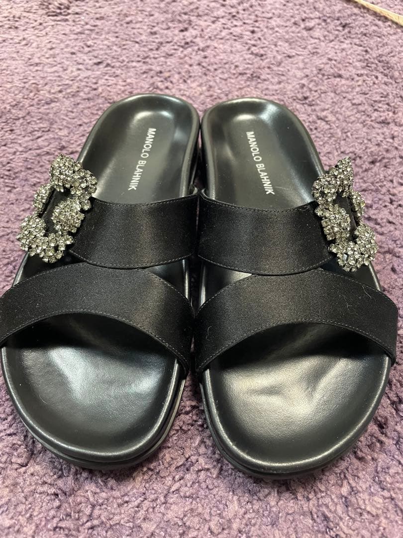 MANOLO BLAHNIK サテン マノロブラニク サンダル 37 24cm