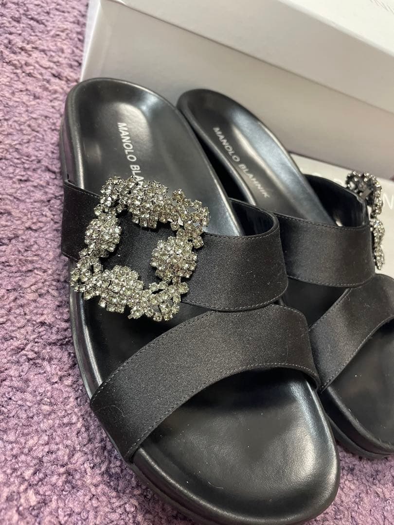 MANOLO BLAHNIK サテン マノロブラニク サンダル 37 24cm