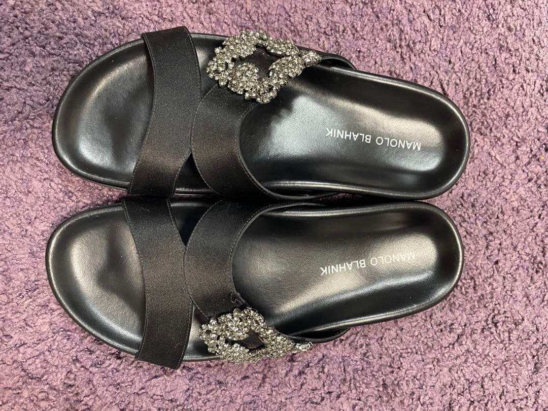 MANOLO BLAHNIK サテン マノロブラニク サンダル 37 24cm