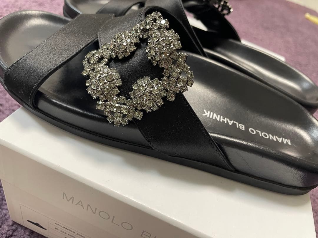 MANOLO BLAHNIK サテン マノロブラニク サンダル 37 24cm