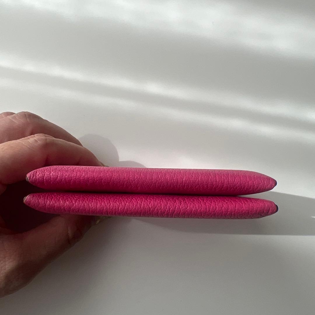 HERMES ピンク レザー 名刺入れ カードケース