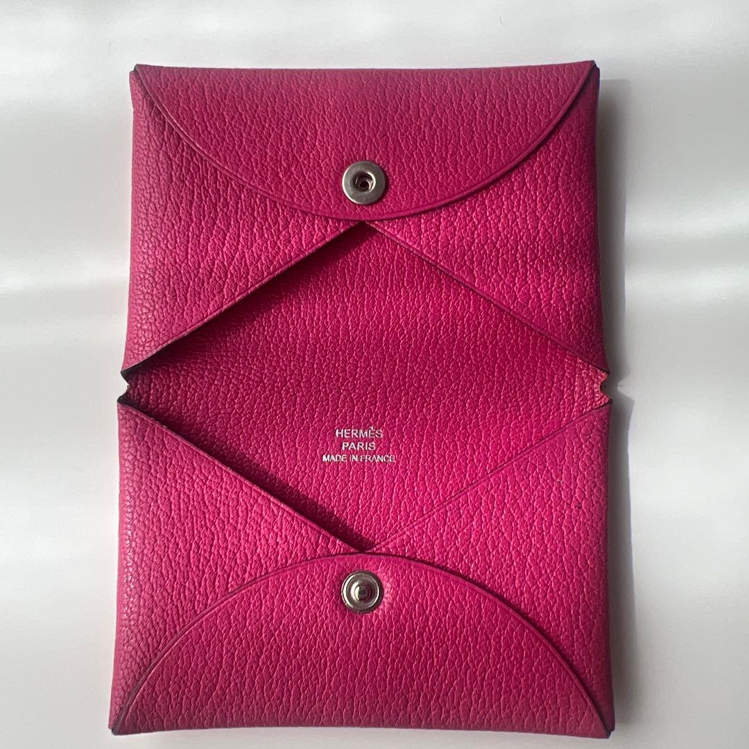 HERMES ピンク レザー 名刺入れ カードケース