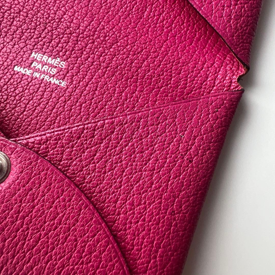 HERMES ピンク レザー 名刺入れ カードケース