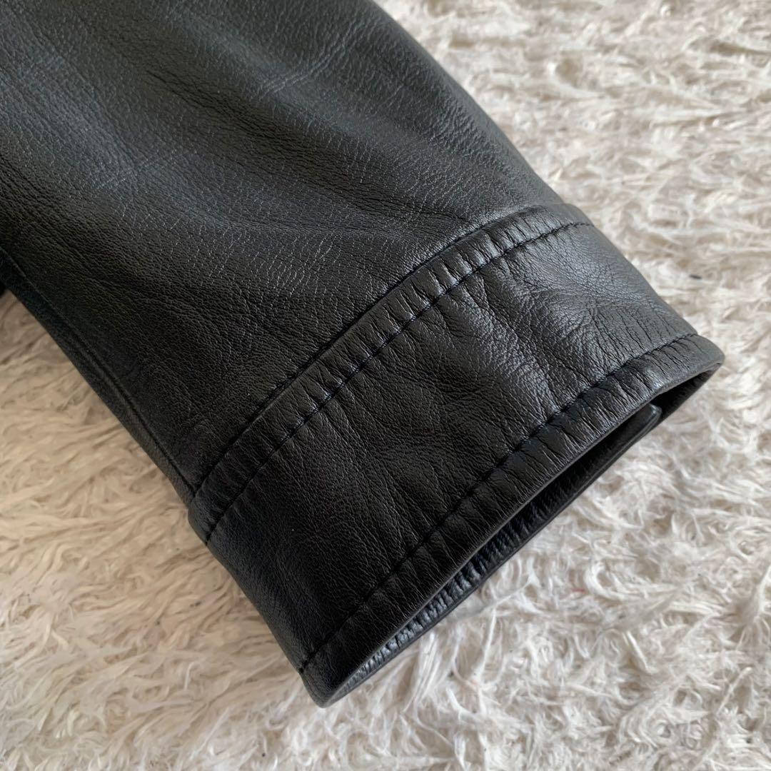 極美品✨23区 ラムレザーシングルライダース 大きいサイズ 44 ブラック