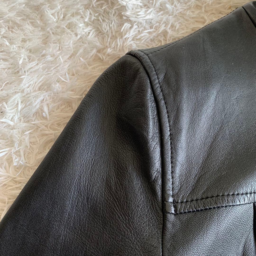 極美品✨23区 ラムレザーシングルライダース 大きいサイズ 44 ブラック