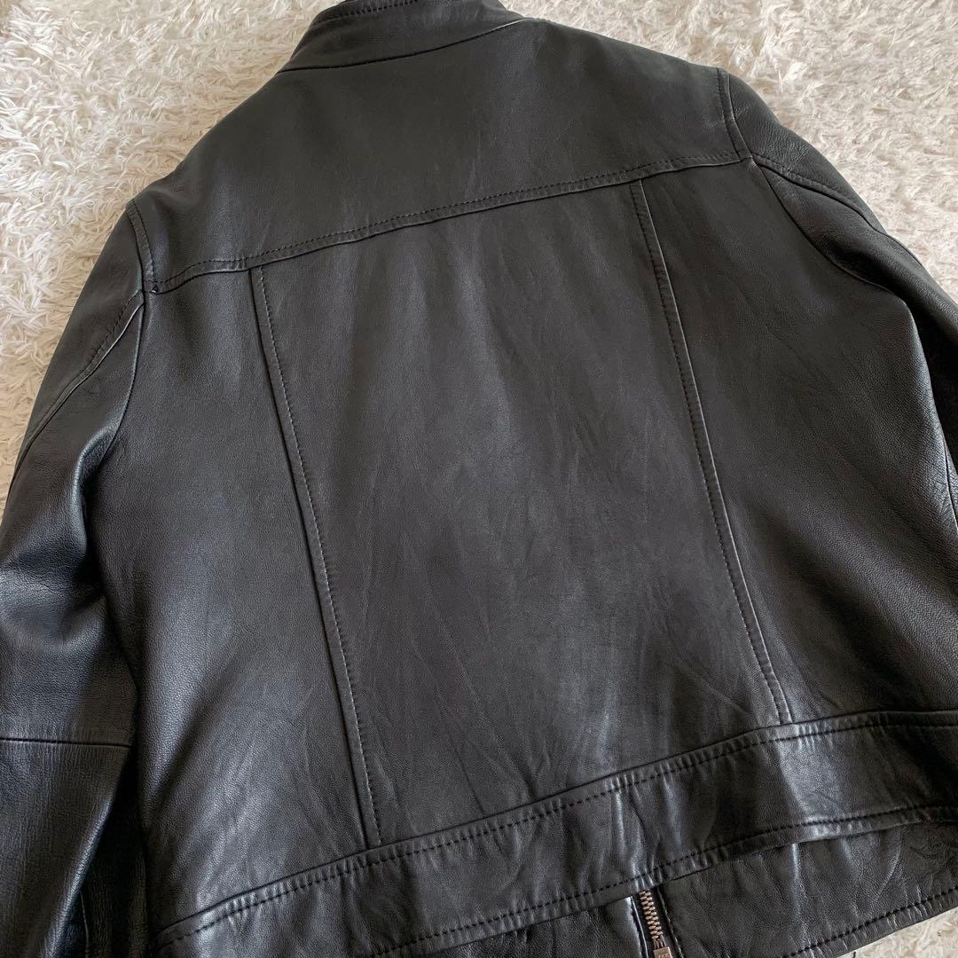 極美品✨23区 ラムレザーシングルライダース 大きいサイズ 44 ブラック