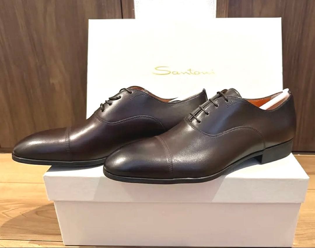 【新品】値下げ中　Santoni ストレートチップ　サイズ5 ダークブラウン