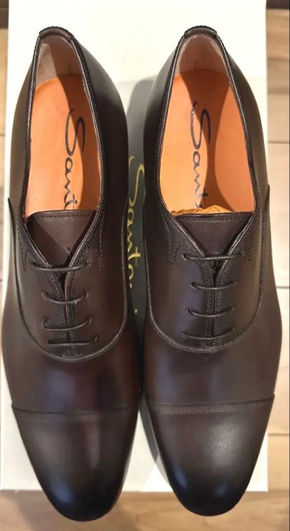 【新品】値下げ中　Santoni ストレートチップ　サイズ5 ダークブラウン