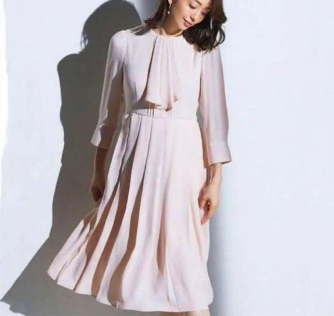 セルフォード　ピンク　ボウタイプリーツワンピース　celford 34