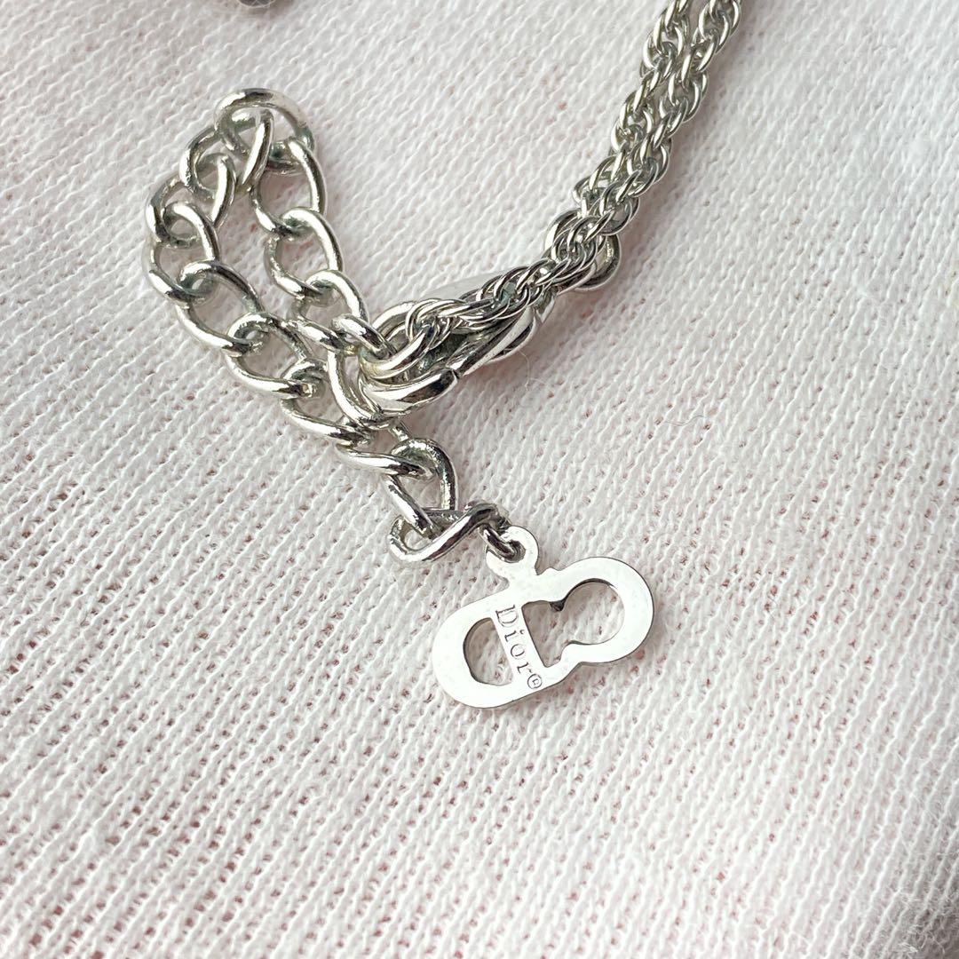 美品 DIOR ディオール ロゴ ネックレス シルバー