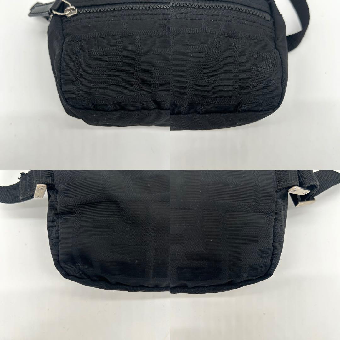 【美品】フェンディ ズッカ ボディバッグ ウエストポーチ ズッカ ナイロン 黒