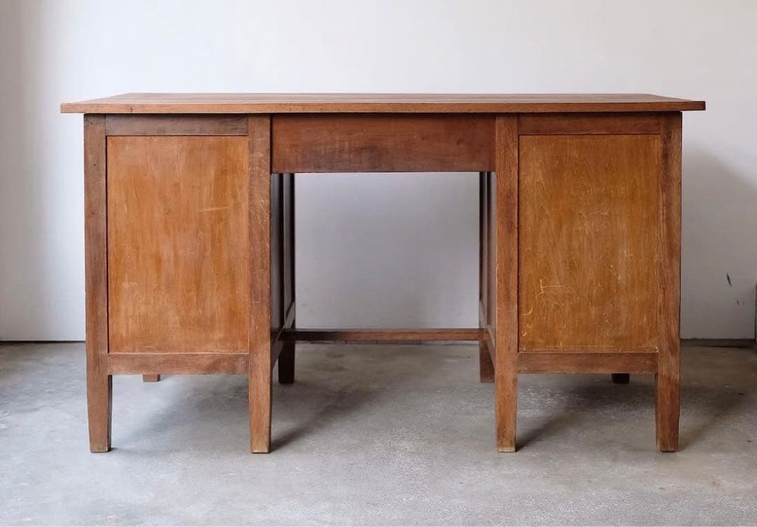 vincent 木製デスク 昭和レトロ 古道具 両袖机