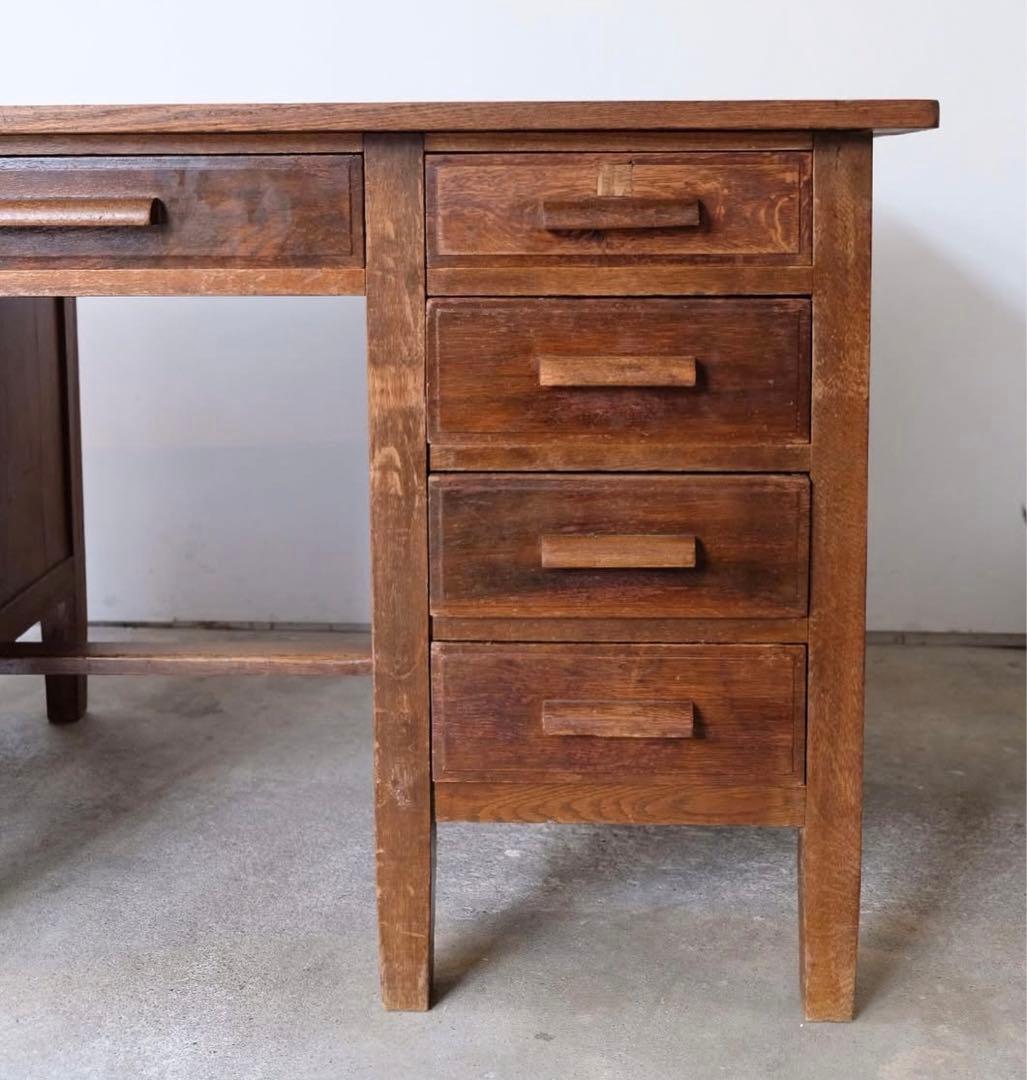 vincent 木製デスク 昭和レトロ 古道具 両袖机