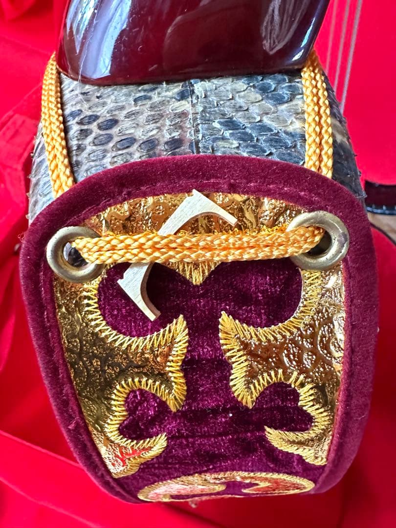 ヘビ皮製三線 本体とケース付き