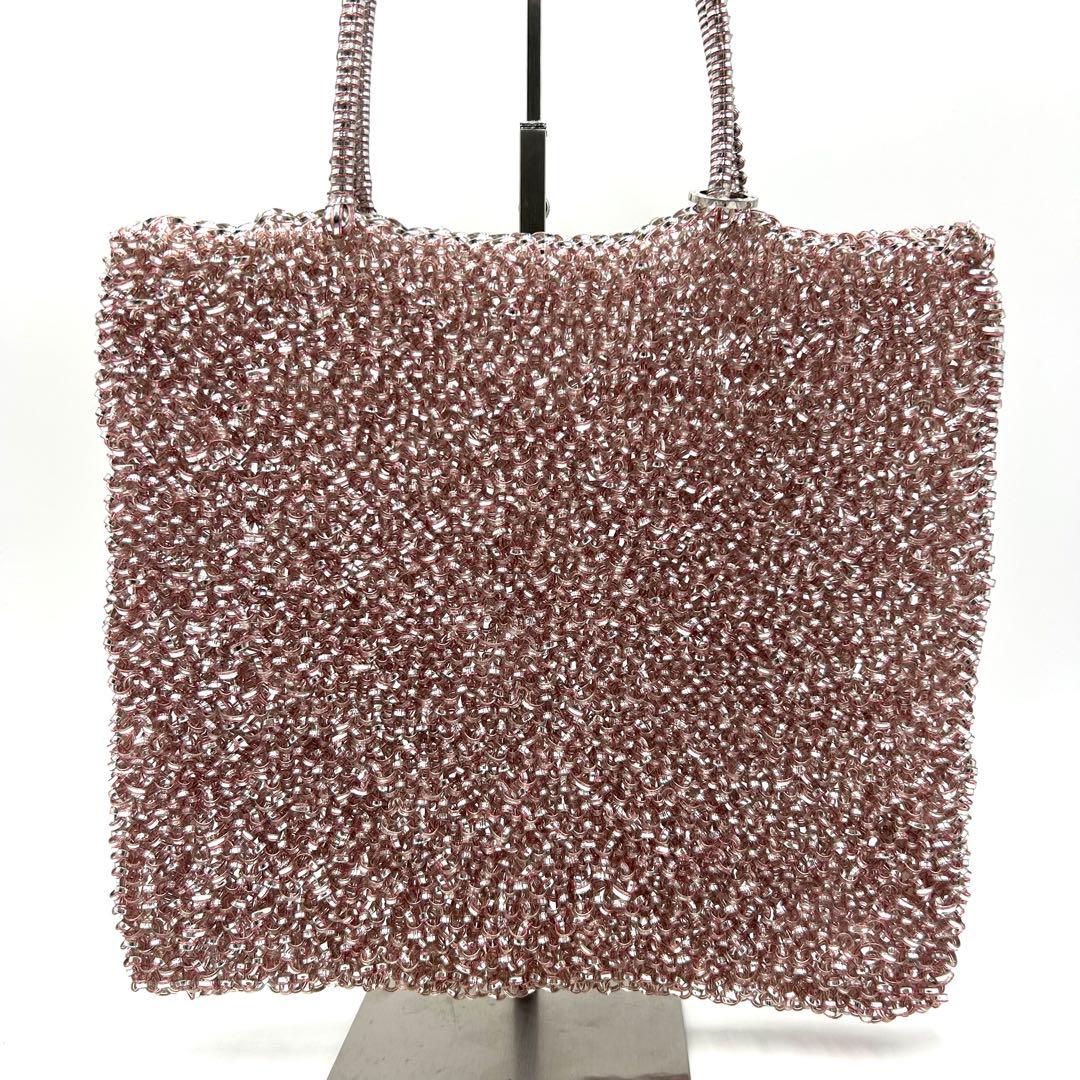 【極美品】アンテプリマ スタンダードスクエア ピンクシルバー ハンドバッグ