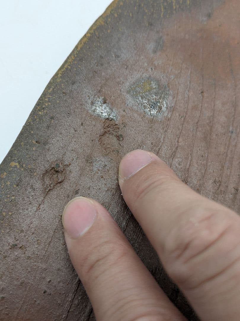 武用真 備前焼 木目四方皿 叩き皿 四方平鉢 食器 大皿 隅切角皿 盛り皿 和食