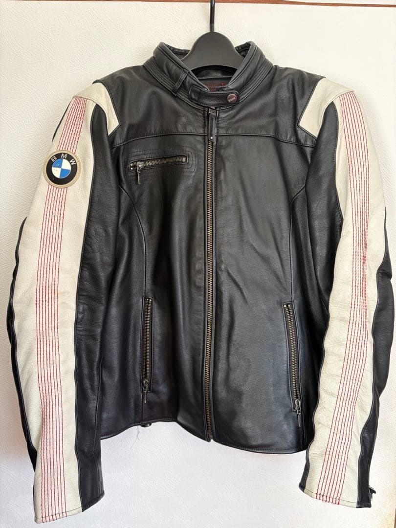  バイク用 レザージャケット ブラック/ホワイト レディース