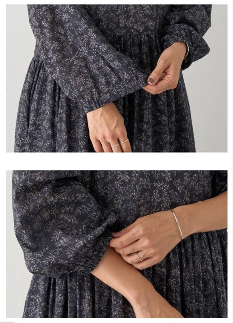 タグ付 BEARDSLEY ビアズリー リーフ プリント ワンピース