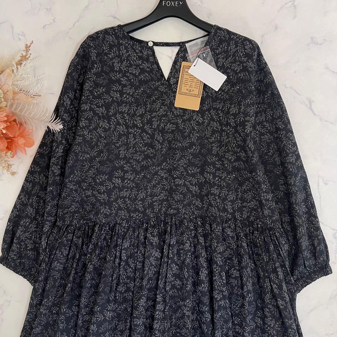 タグ付 BEARDSLEY ビアズリー リーフ プリント ワンピース