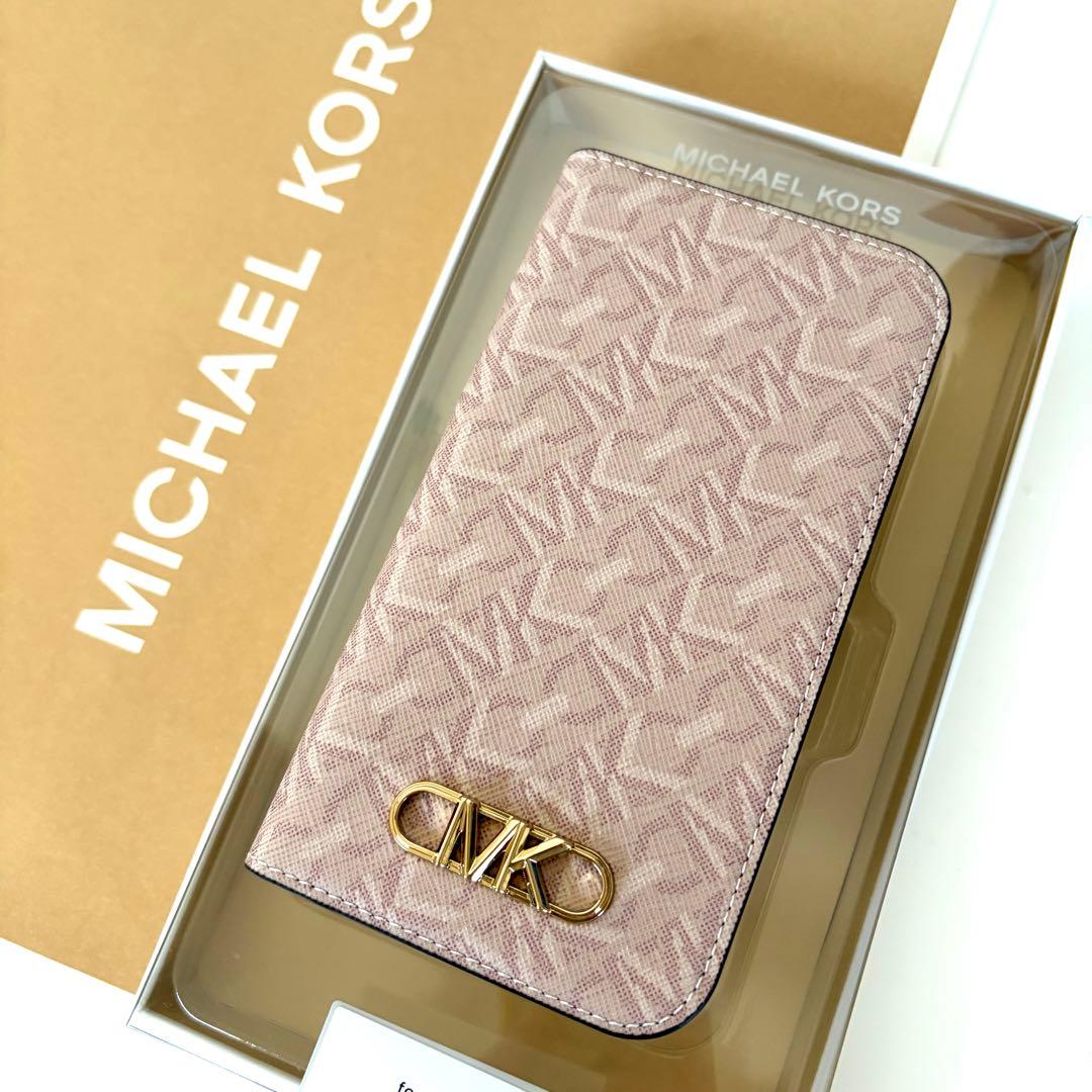 マイケルコース☆新品☆ FOLLIO 手帳型 iPhone 15ケース/ピンク