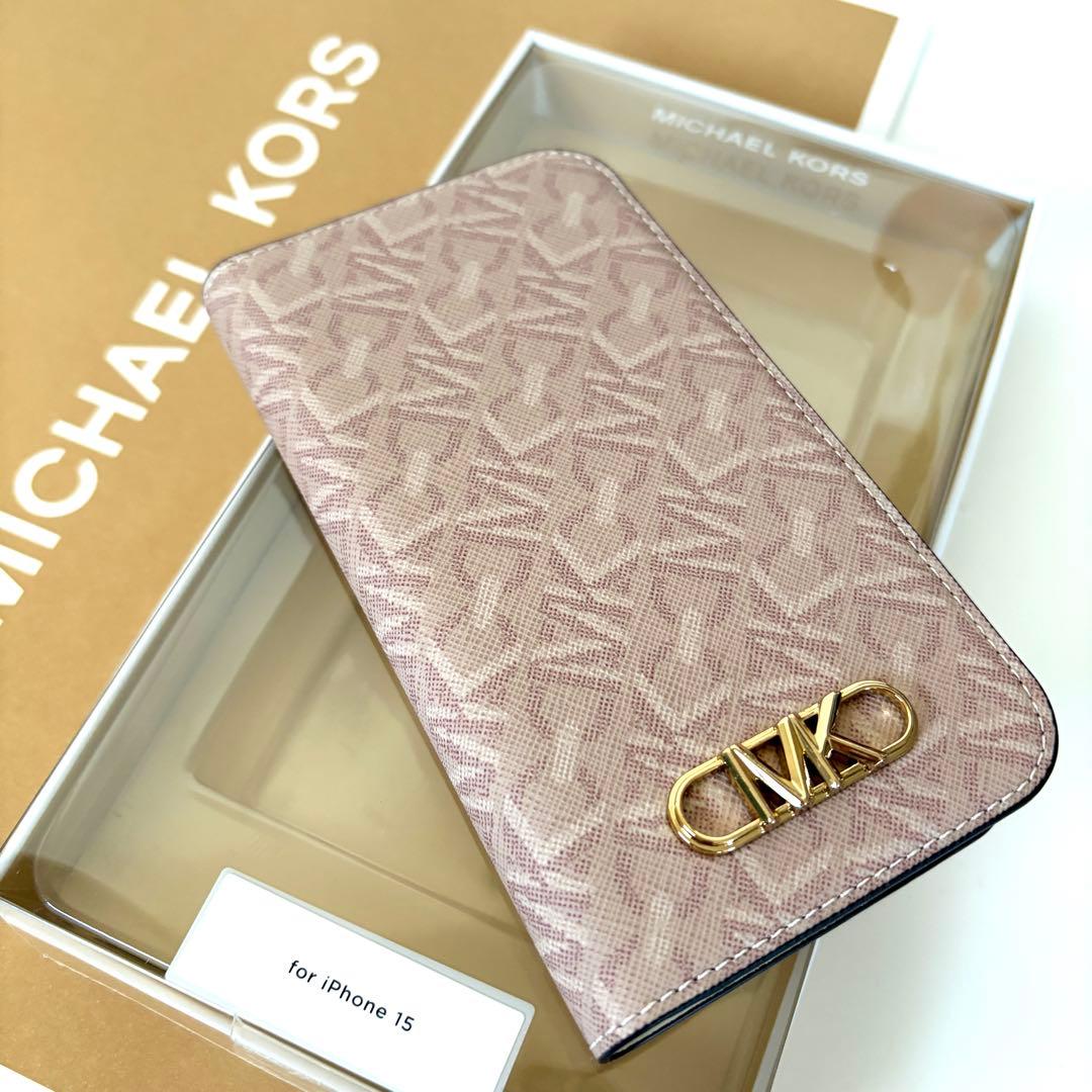 マイケルコース☆新品☆ FOLLIO 手帳型 iPhone 15ケース/ピンク