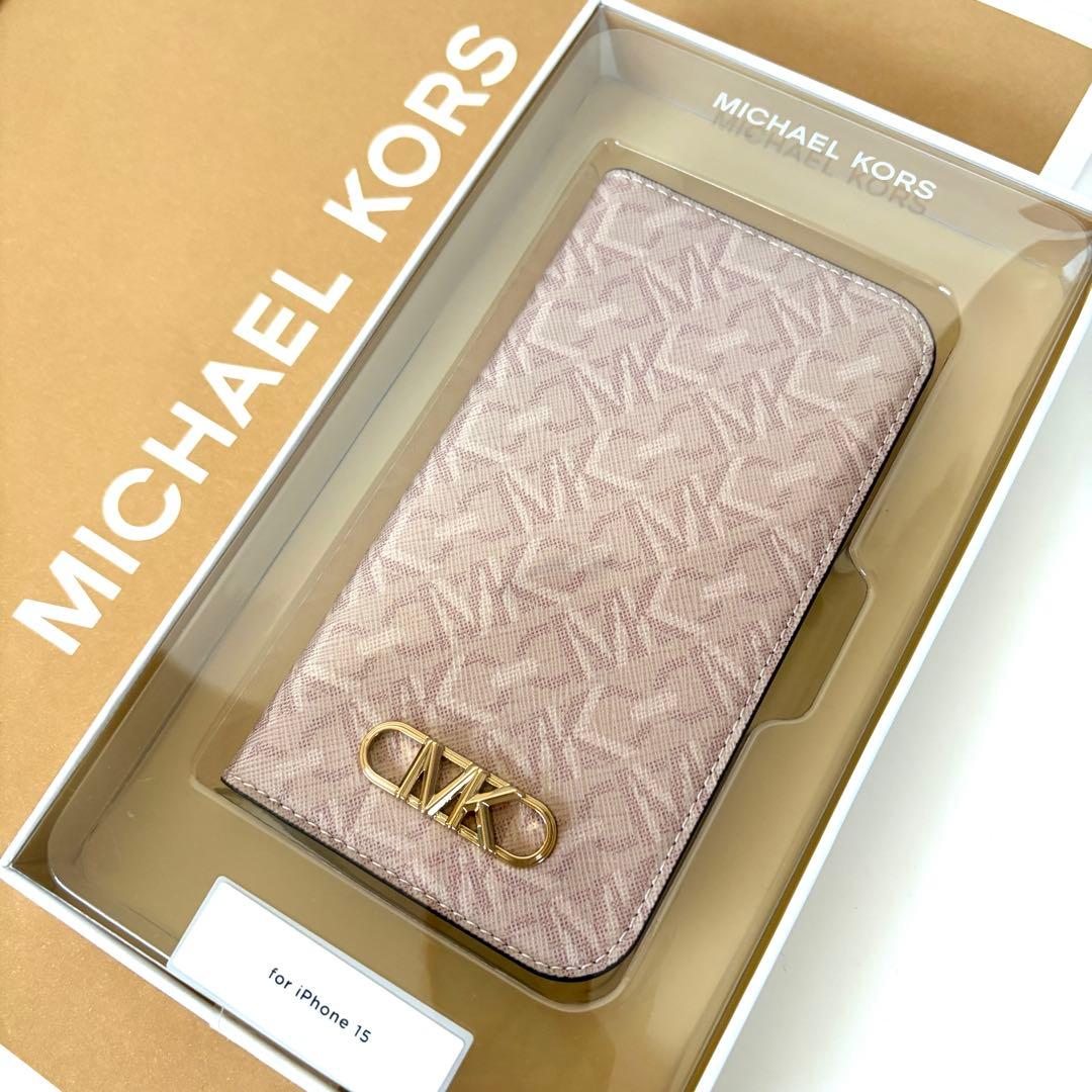 マイケルコース☆新品☆ FOLLIO 手帳型 iPhone 15ケース/ピンク