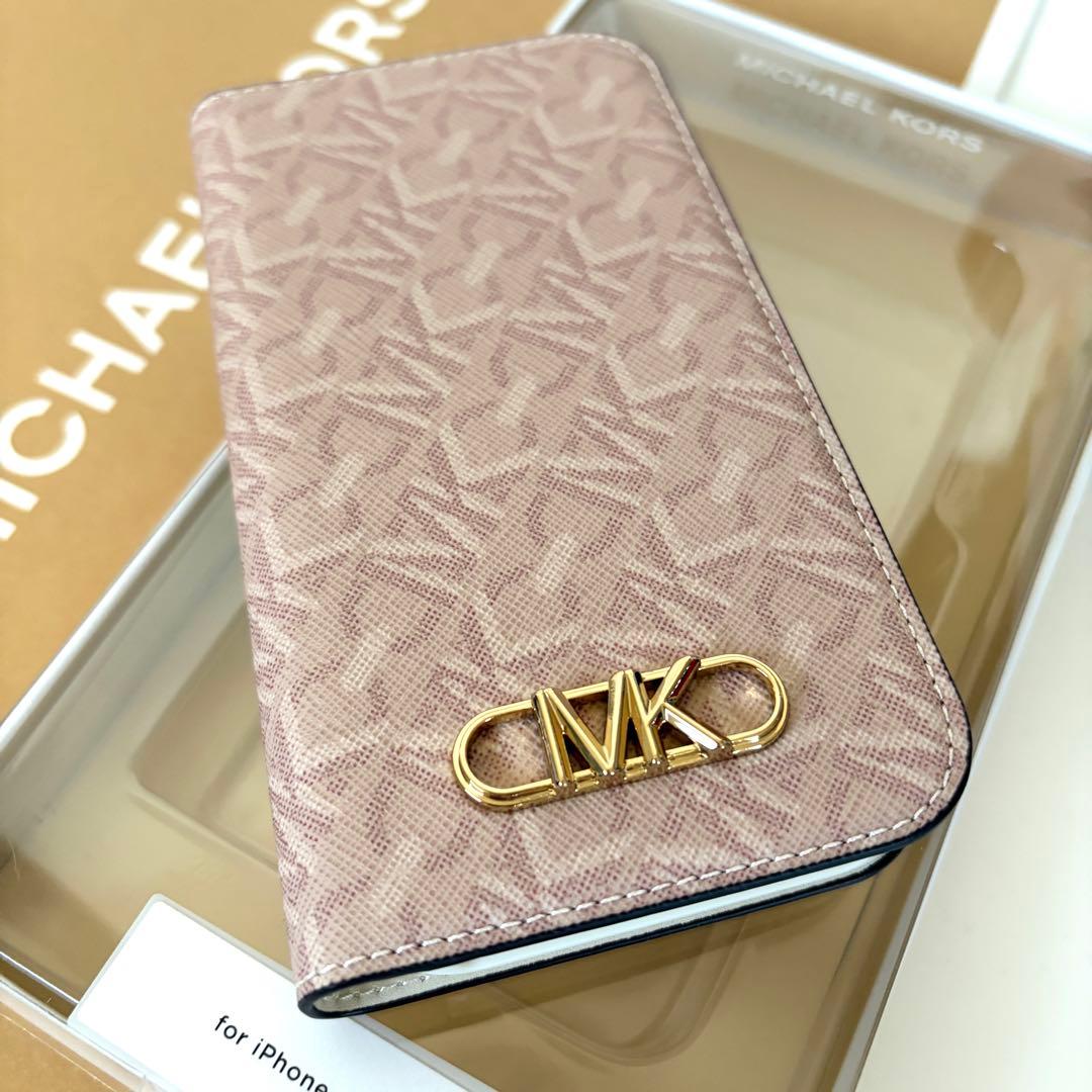 マイケルコース☆新品☆ FOLLIO 手帳型 iPhone 15ケース/ピンク