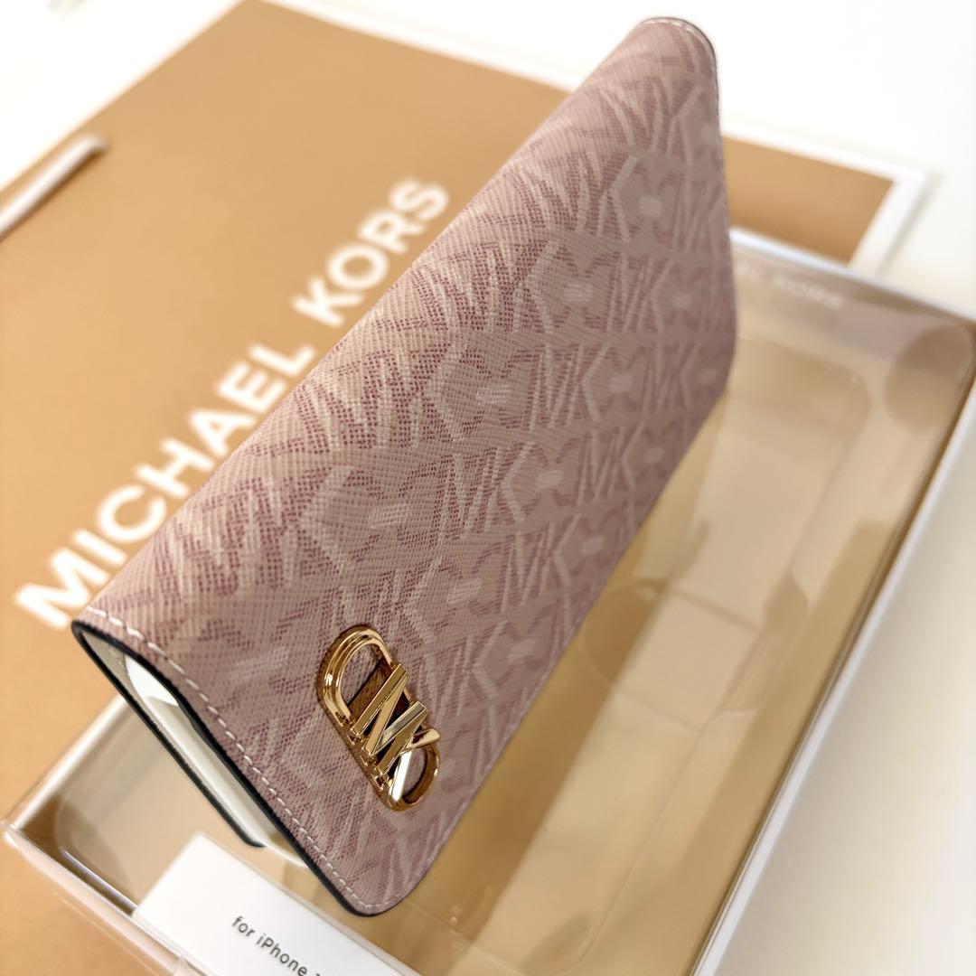 マイケルコース☆新品☆ FOLLIO 手帳型 iPhone 15ケース/ピンク