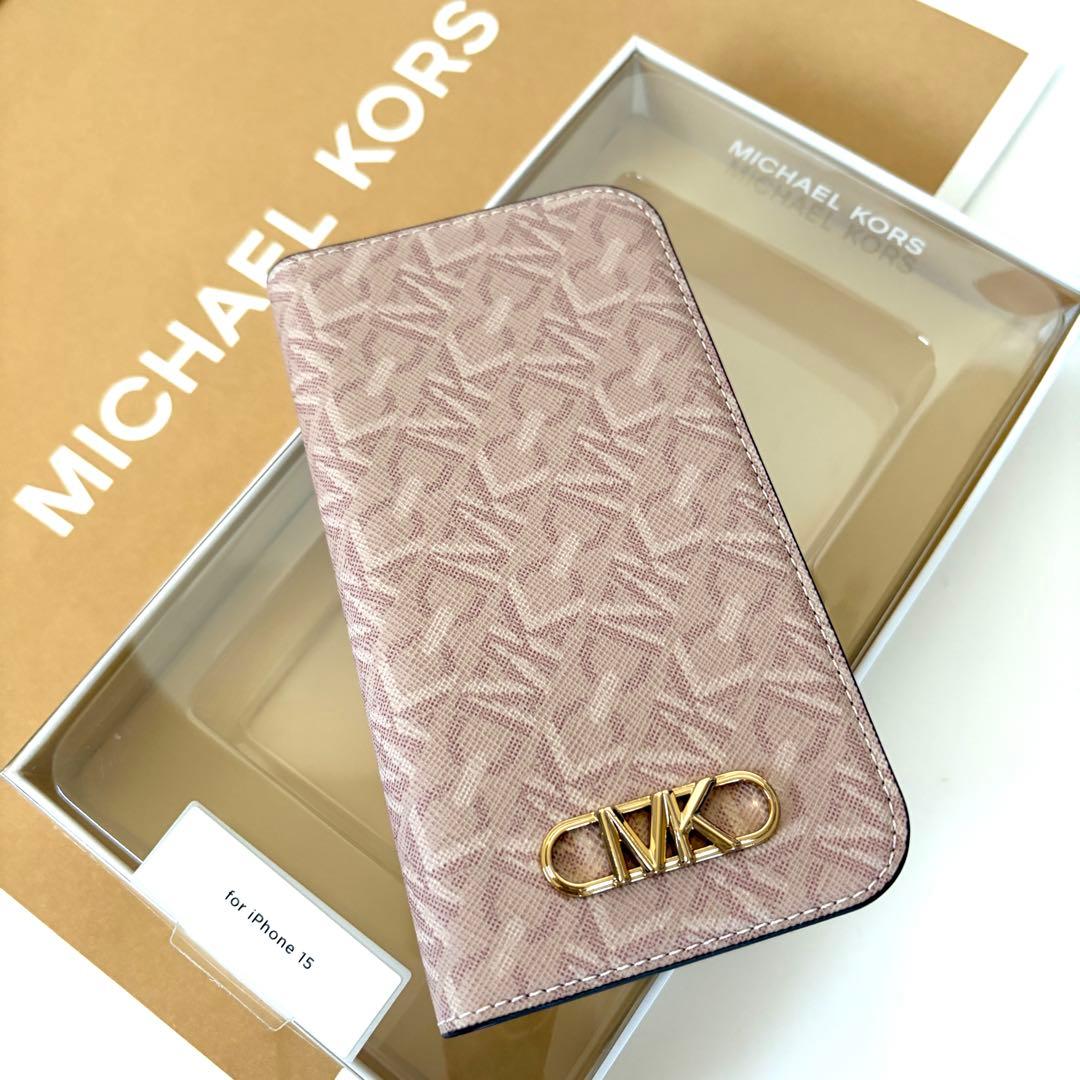 マイケルコース☆新品☆ FOLLIO 手帳型 iPhone 15ケース/ピンク